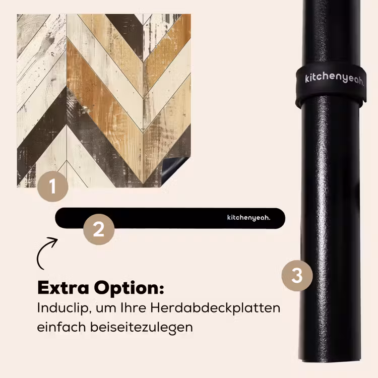 Herdabdeckplatte - Vintage Chevron Holz — 8