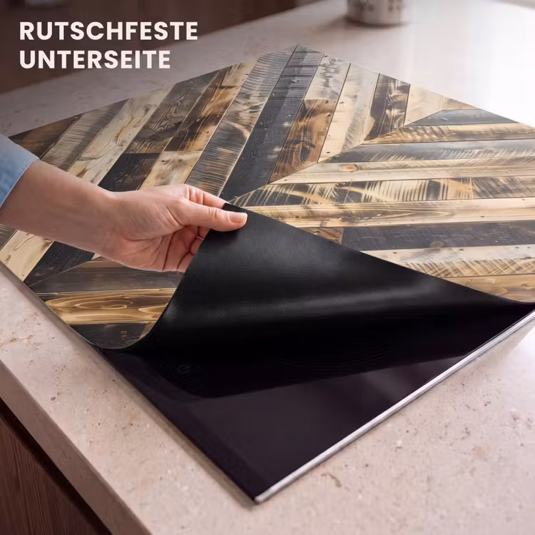 Herdabdeckplatte - Verbranntes Holz in Fischgrätenmuster — 6