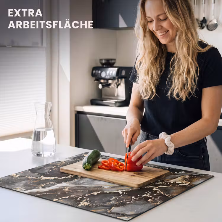 Herdabdeckplatte - Erdiger Marmor-Luxus — 5