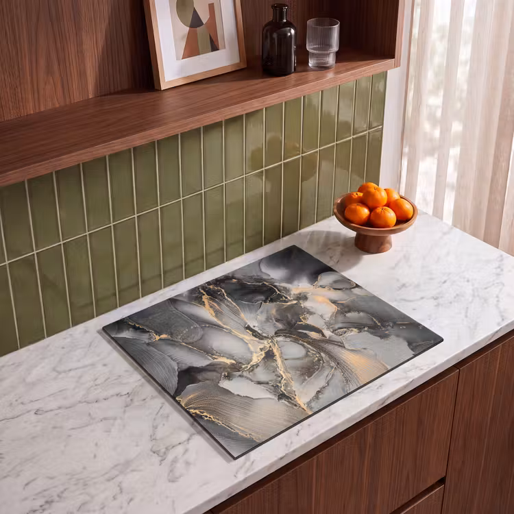 Herdabdeckplatte - Geologisches Gold auf Marmor — 4