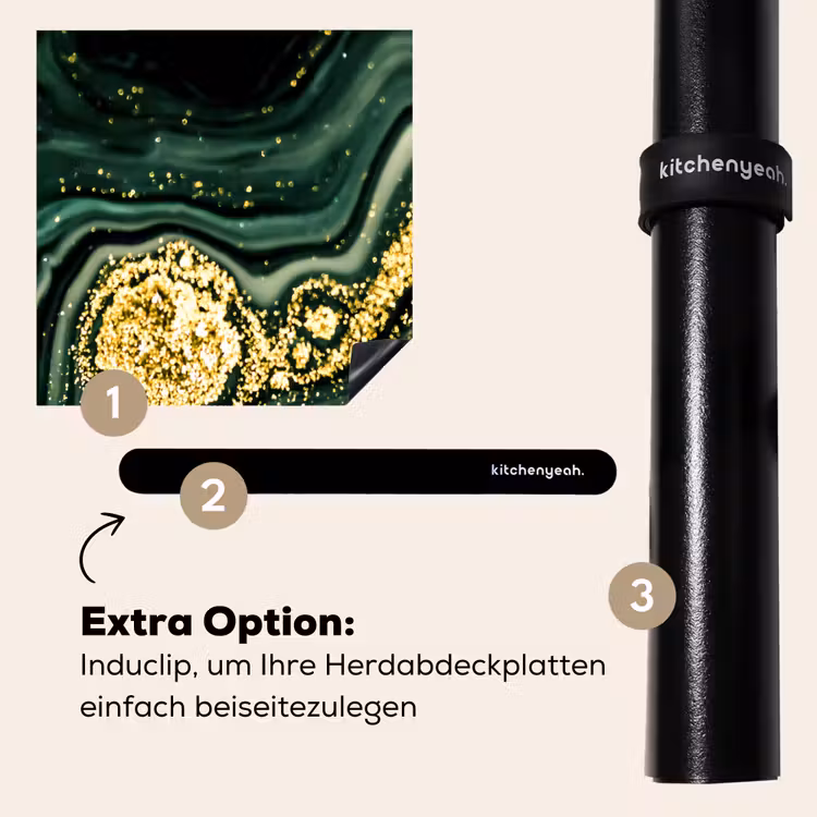 Herdabdeckplatte - Goldener Sturm auf grünem Marmor — 8