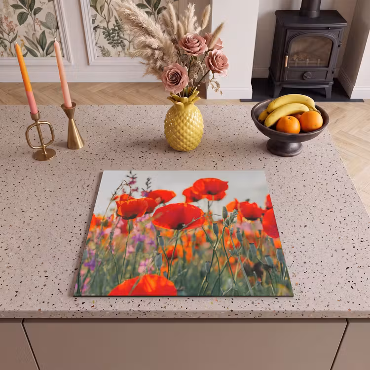 Herdabdeckplatte - Mohnblumen in der Morgendämmerung — 3
