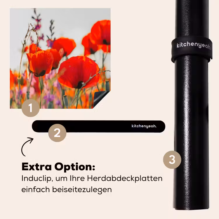 Herdabdeckplatte - Mohnblumen in der Morgendämmerung — 8