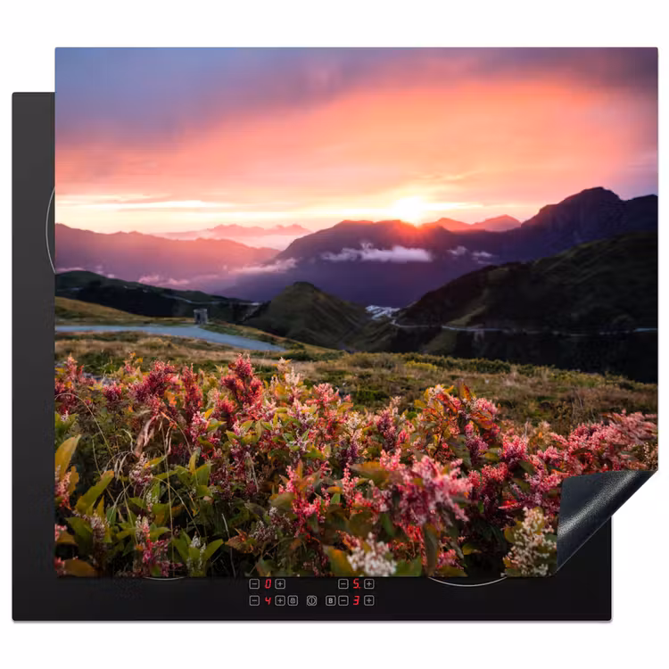 Herdabdeckplatte - Alpenglühen und Wildblumen — 1