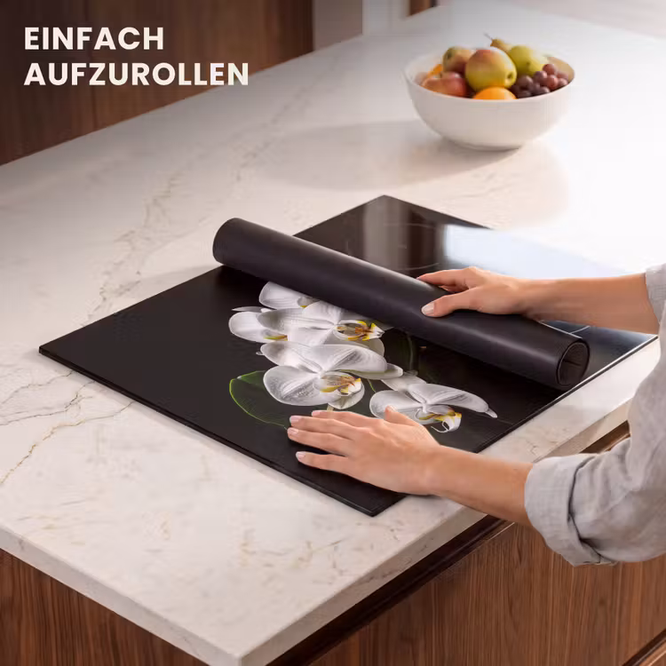 Herdabdeckplatte - Tautropfen auf weißen Orchideen — 7