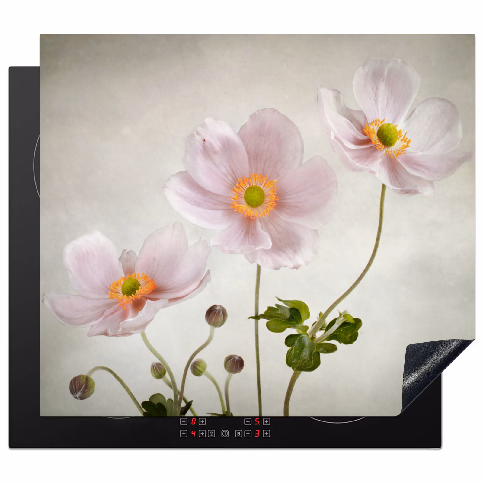 Herdabdeckplatte - Antike rosa Anemonenmalerei — 1