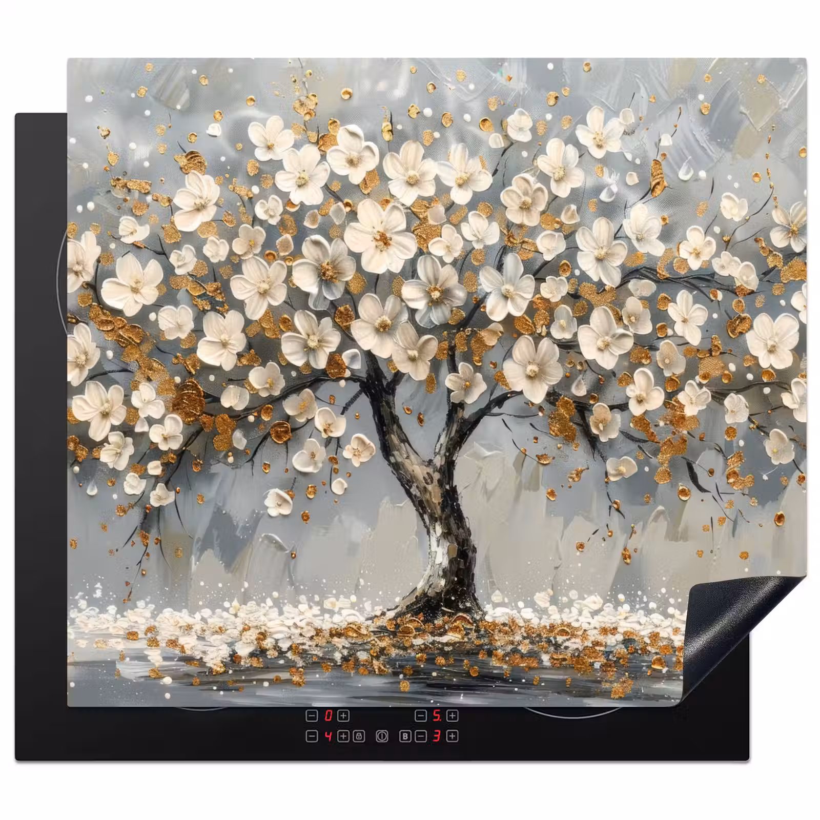 Herdabdeckplatte - Baum des Lebens - Gold - Weiß — 1