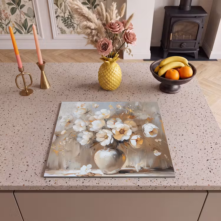Herdabdeckplatte - Vase - Blumen - Kunst - Gold — 3