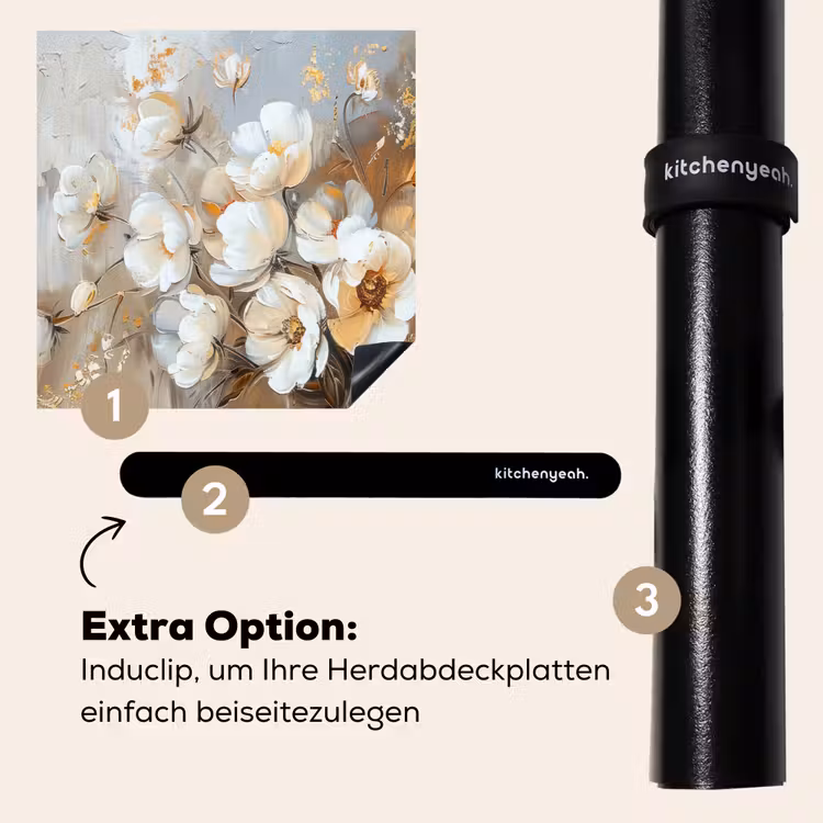 Herdabdeckplatte - Vase - Blumen - Kunst - Gold — 8