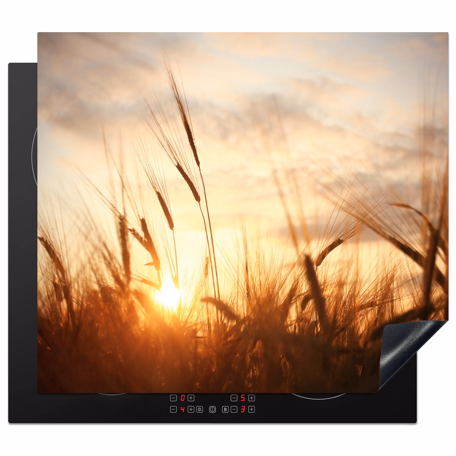 Herdabdeckplatte - Sonnenuntergang durch den Weizen — 1