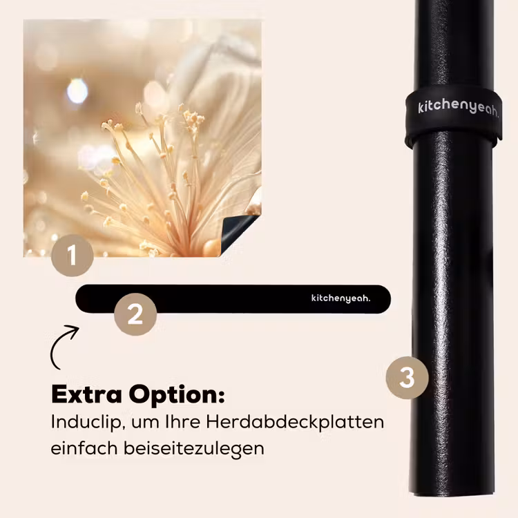 Herdabdeckplatte - Blume - Weiß - Glitter - Gold - Modern — 8