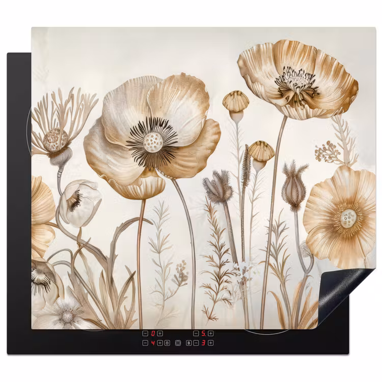 Herdabdeckplatte - Blumen - Beige - Natur - Illustration — 1