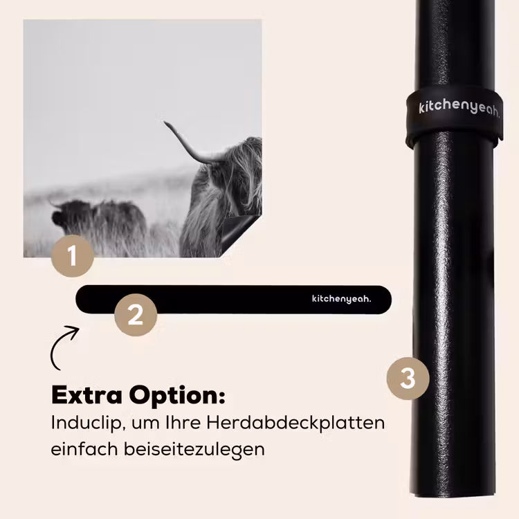 Herdabdeckplatte - Schottischer Highlander in Monochrom — 8