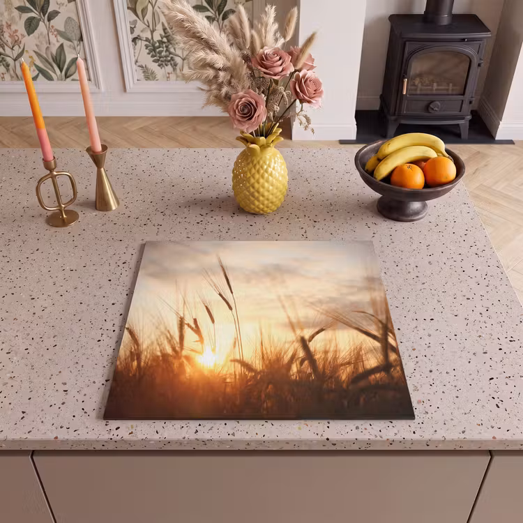 Herdabdeckplatte - Sonnenuntergang durch den Weizen — 3
