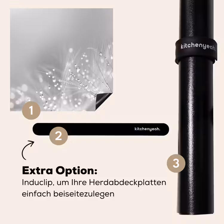 Herdabdeckplatte - Löwenzahn - Wassertropfen - Stilleben - Modern — 8