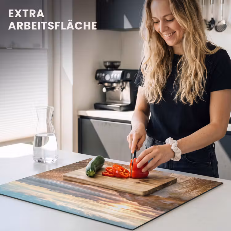 Herdabdeckplatte - Goldene Stunde an der Küste — 5