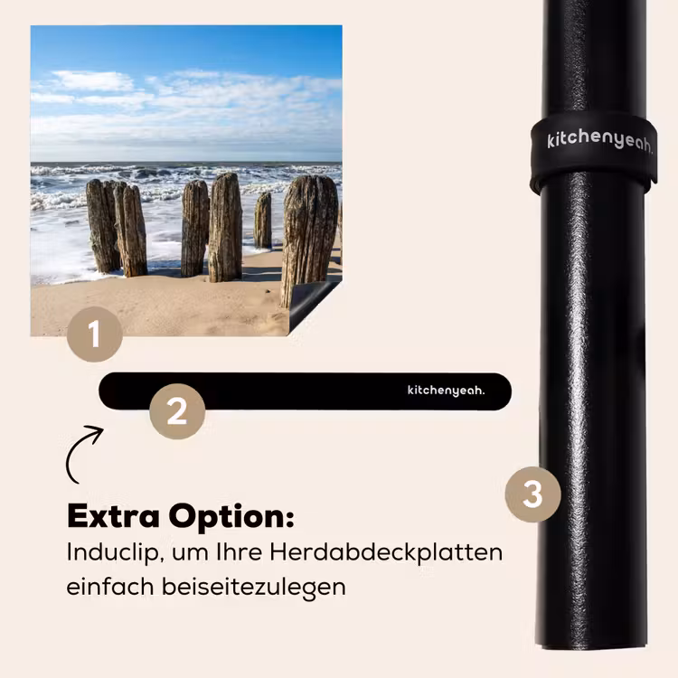 Herdabdeckplatte - Verwitterte Pfähle am Strand — 8