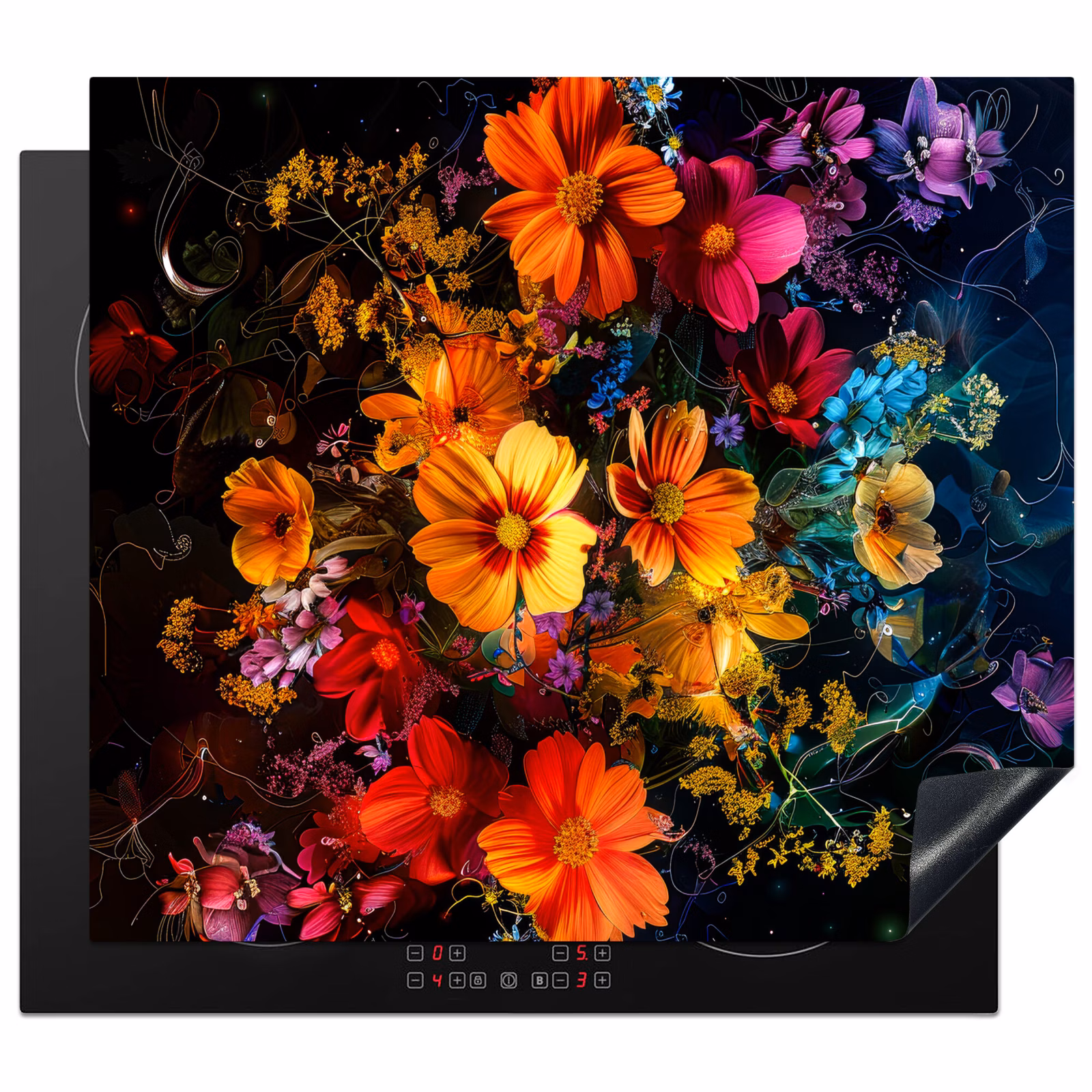 Herdabdeckplatte - Nächtliche florale Schönheit — 1