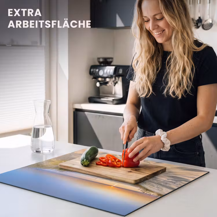 Herdabdeckplatte - Sanfter Sonnenaufgang über Dünenlandschaft — 5