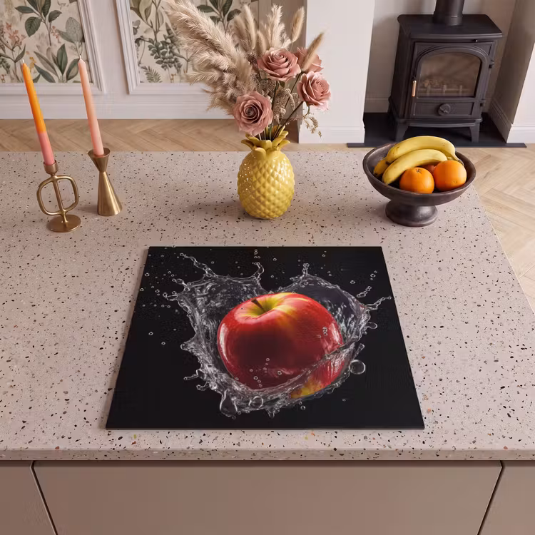Herdabdeckplatte - Apfel - Rot - Wasser - Schwarz - Obst — 3