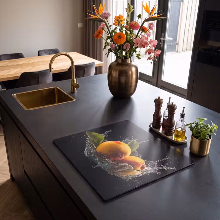 Herdabdeckplatte - Mango - Frucht - Wasser - Schwarz - Blatt — 2