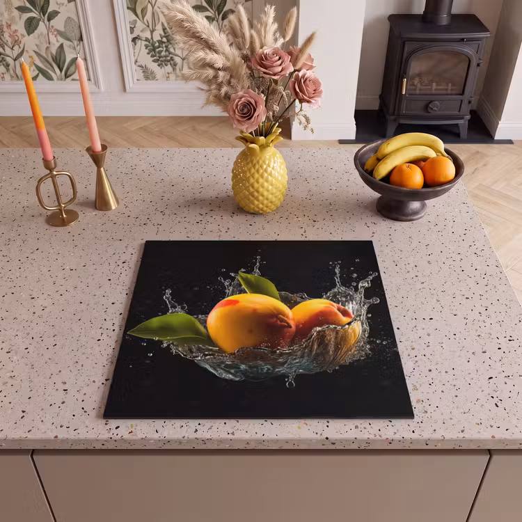Herdabdeckplatte - Mango - Frucht - Wasser - Schwarz - Blatt — 3