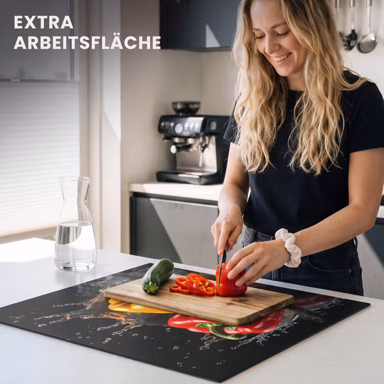 Herdabdeckplatte - Paprika - Wasser - Schwarz - Gemüse - Rot - Gelb — 5