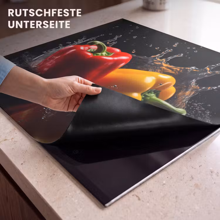 Herdabdeckplatte - Paprika - Wasser - Schwarz - Gemüse - Rot - Gelb — 6