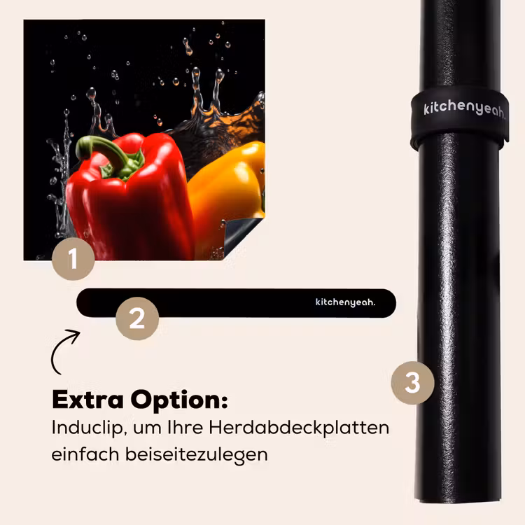 Herdabdeckplatte - Paprika - Wasser - Schwarz - Gemüse - Rot - Gelb — 8
