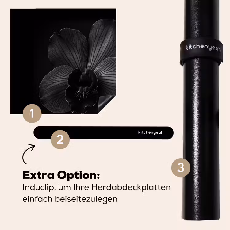 Herdabdeckplatte - Schwarz - Blume - Orchidee — 8