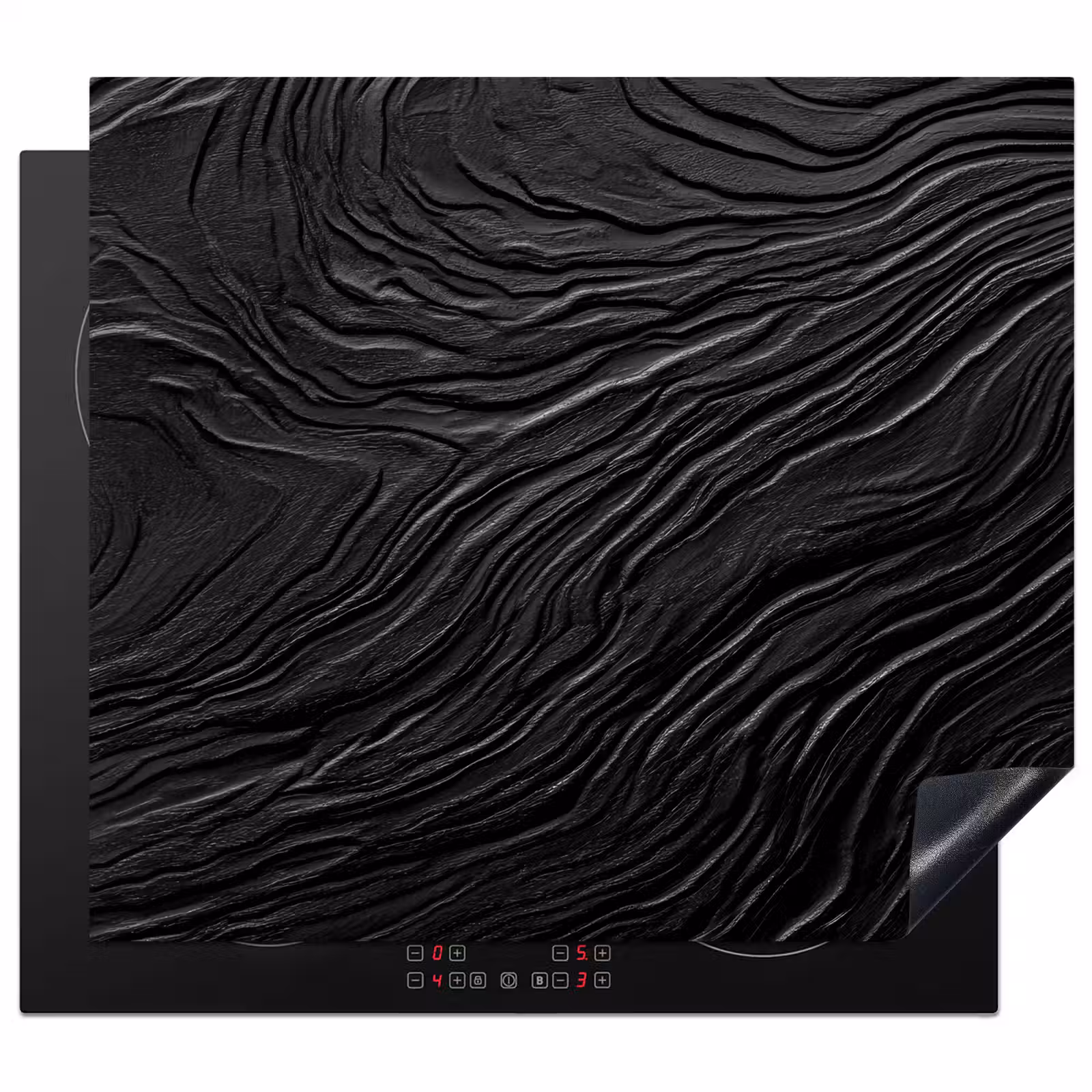 Herdabdeckplatte - Schwarz - Abstrakt - Holz — 1