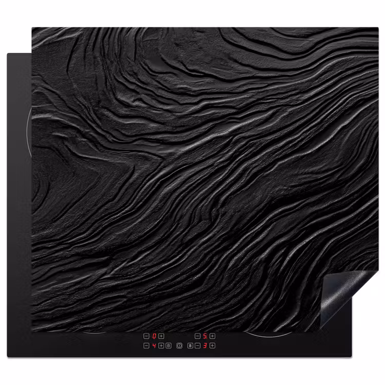 Herdabdeckplatte - Schwarz - Abstrakt - Holz — 1