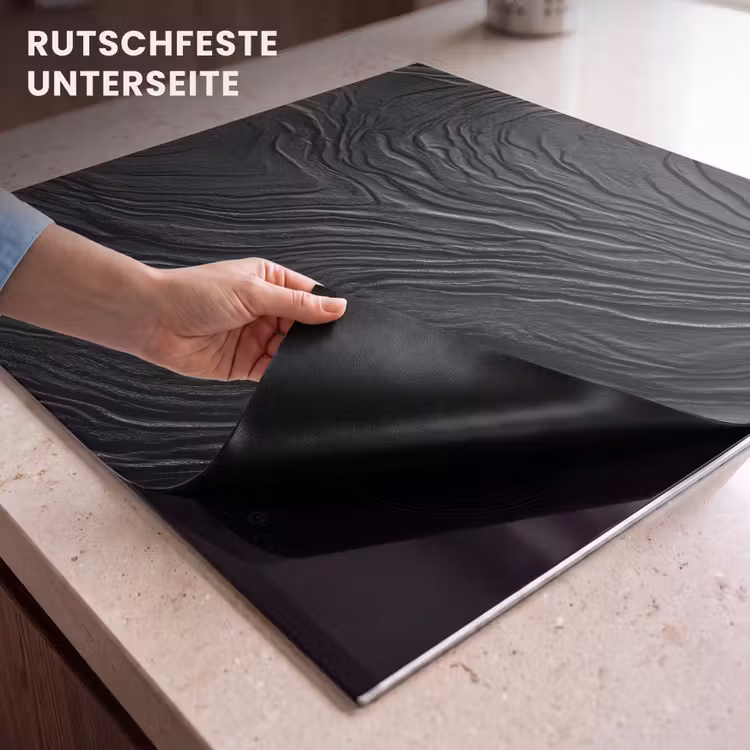 Herdabdeckplatte - Schwarz - Abstrakt - Holz — 6