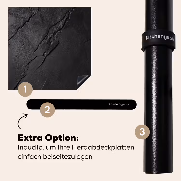 Herdabdeckplatte - Schwarz - Stein - Beton — 8