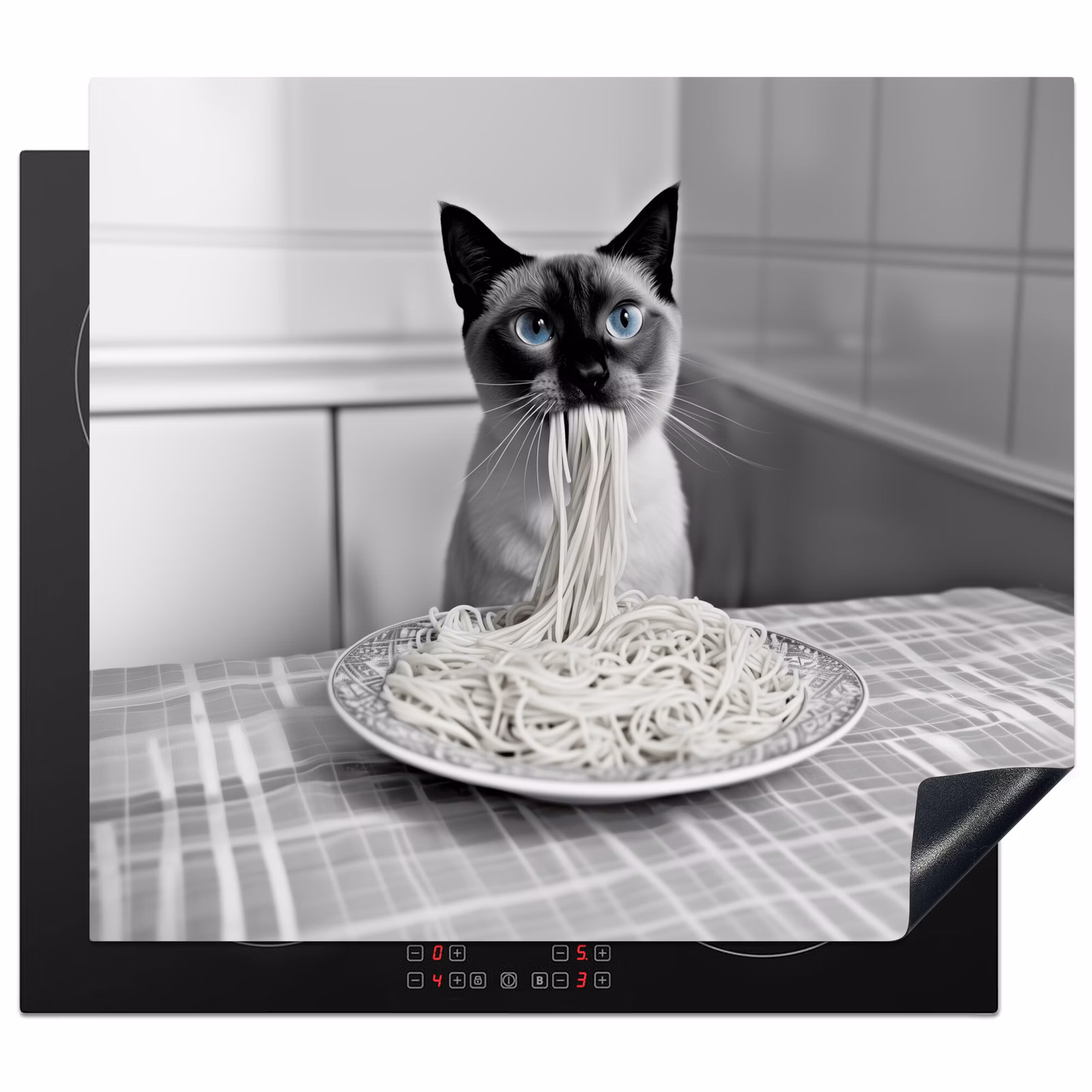 Herdabdeckplatte - Katze - Siamese - Schwarz und weiß - Niedlich - Tiere — 1