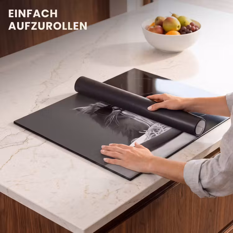 Herdabdeckplatte - Langhaarkatze - Sonnenbrille - Spaghetti - Humor - Schwarz - Weiß — 7