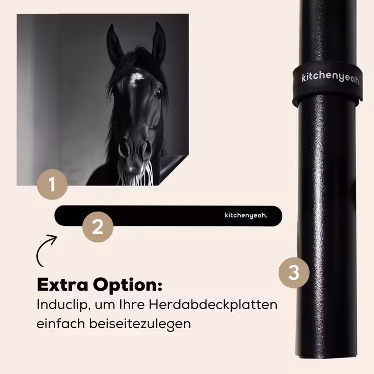 Herdabdeckplatte - Pferd - Teller - Pasta - Tischtuch - Schwarz und weiß - Tiere — 8