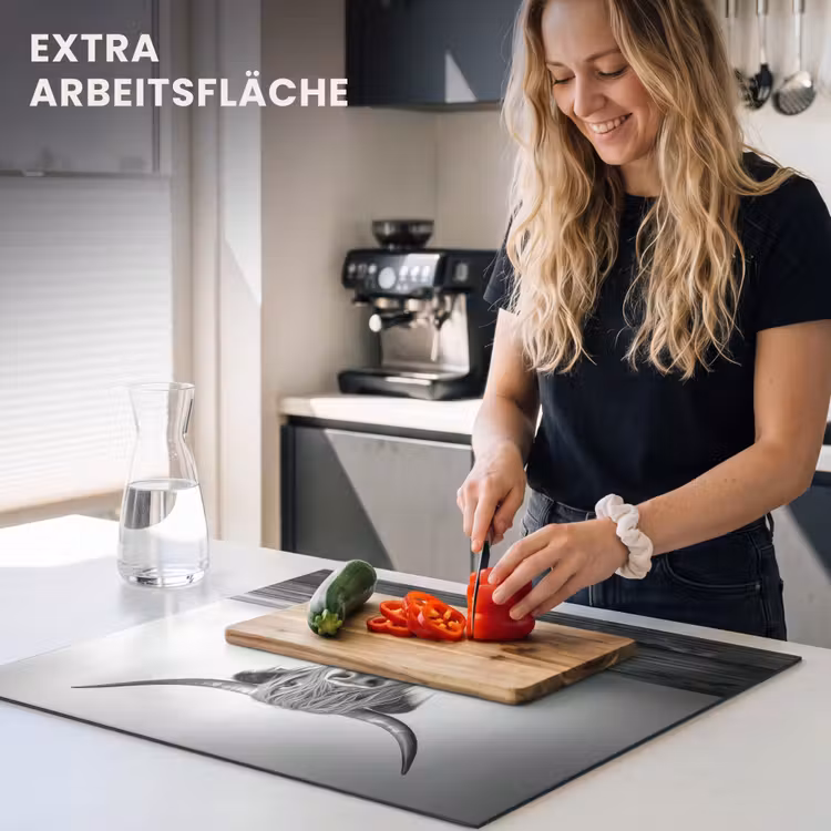 Herdabdeckplatte - Schottischer Highlander - Spaghetti - Tiere - Schwarz und weiß — 5