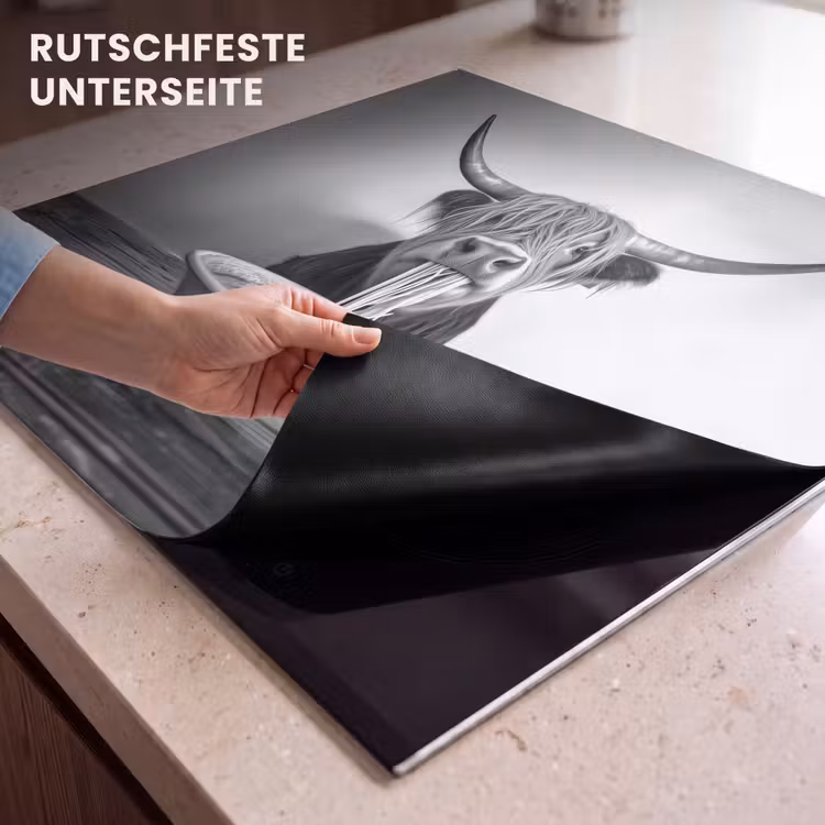 Herdabdeckplatte - Schottischer Highlander - Spaghetti - Tiere - Schwarz und weiß — 6