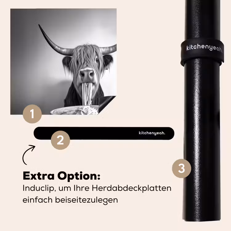 Herdabdeckplatte - Schottischer Highlander - Spaghetti - Tiere - Schwarz und weiß — 8