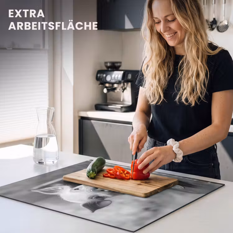 Herdabdeckplatte - Schwein - Niedlich - Spaghetti - Schwarz und weiß - Tier — 5