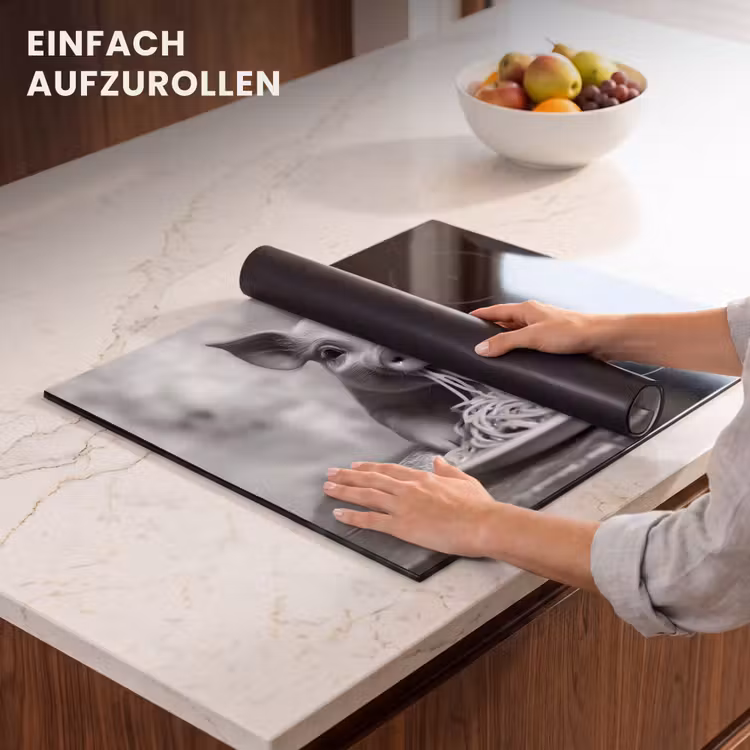 Herdabdeckplatte - Schwein - Niedlich - Spaghetti - Schwarz und weiß - Tier — 7