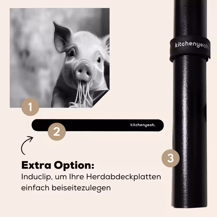 Herdabdeckplatte - Schwein - Niedlich - Spaghetti - Schwarz und weiß - Tier — 8