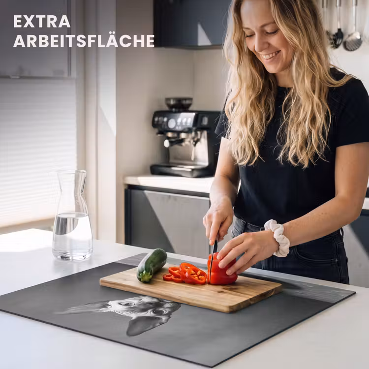 Herdabdeckplatte - Sphynx - Katze - Tiere - Humor - Spaghetti - Schwarz und Weiß — 5