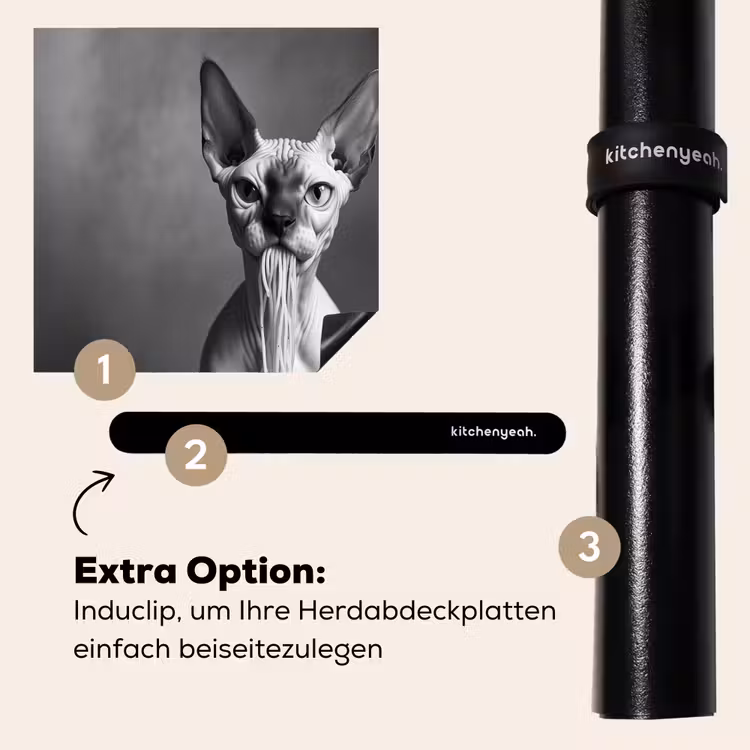 Herdabdeckplatte - Sphynx - Katze - Tiere - Humor - Spaghetti - Schwarz und Weiß — 8