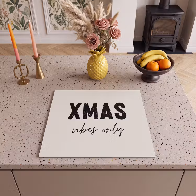 Herdabdeckplatte - Weihnachten - Sprichwort - xmas vibes only - Beige — 3