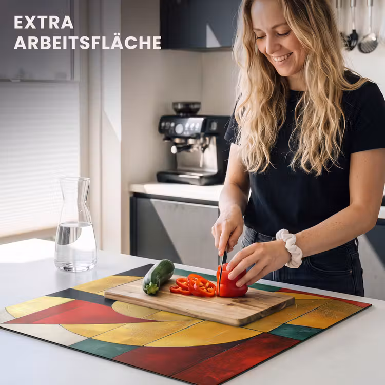 Herdabdeckplatte - Abstrakt - Weihnachten - Gold - Rot - Grün — 4