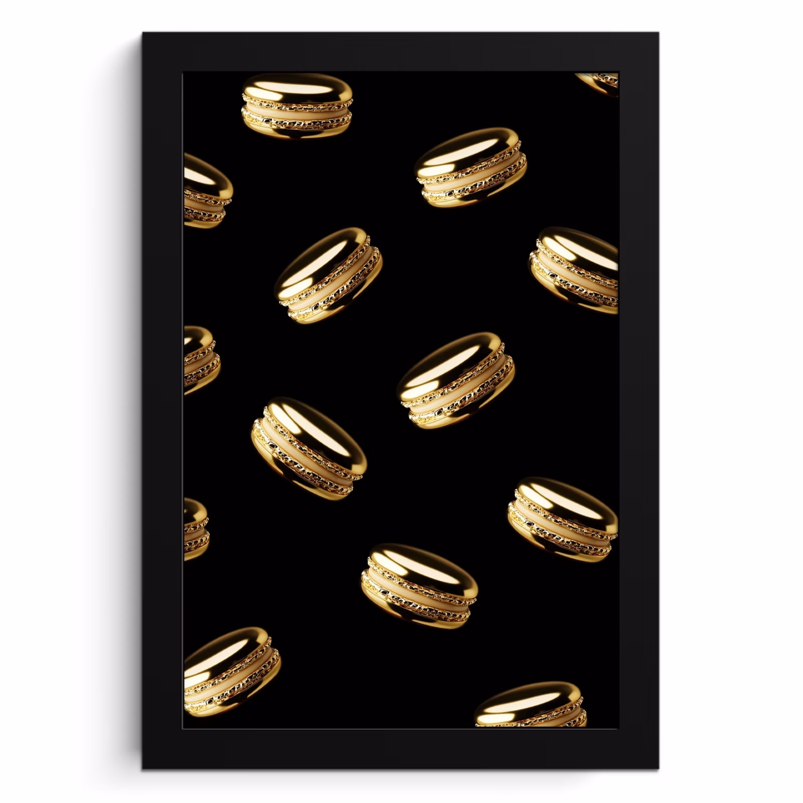 Bilder mit Rahmen - Makronen - Muster - Gold - Schwarz — 1