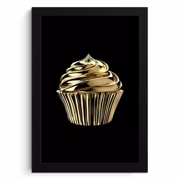 Bilder mit Rahmen - Cupcake - Lebensmittel - Gold - Schwarz — 1