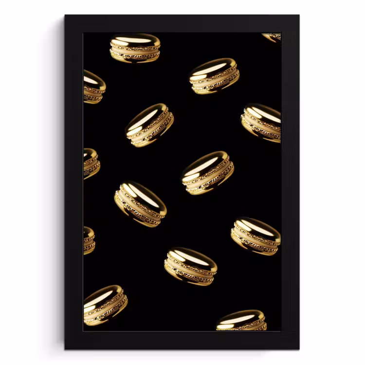 Bilder mit Rahmen - Makronen - Muster - Gold - Schwarz — 1